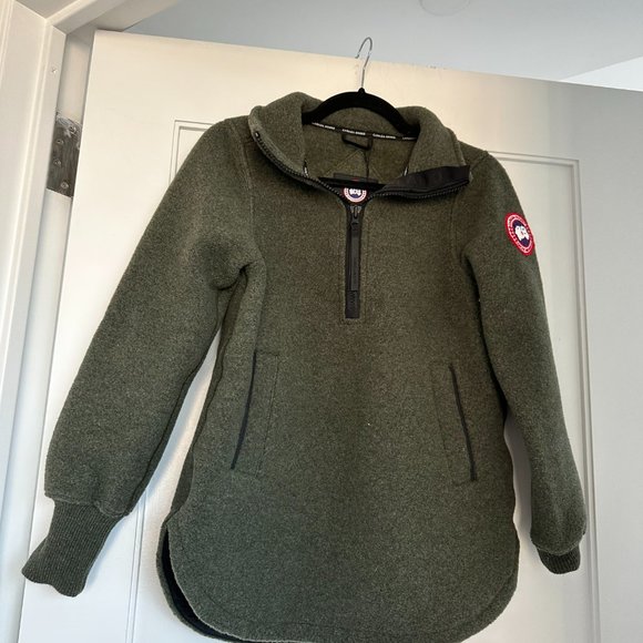 ❌SOLD❌NWT Canada Goose Severn 1/2 Zip Fleece Sweater Wool High Collar Dark Sage - Picture 6 of 9